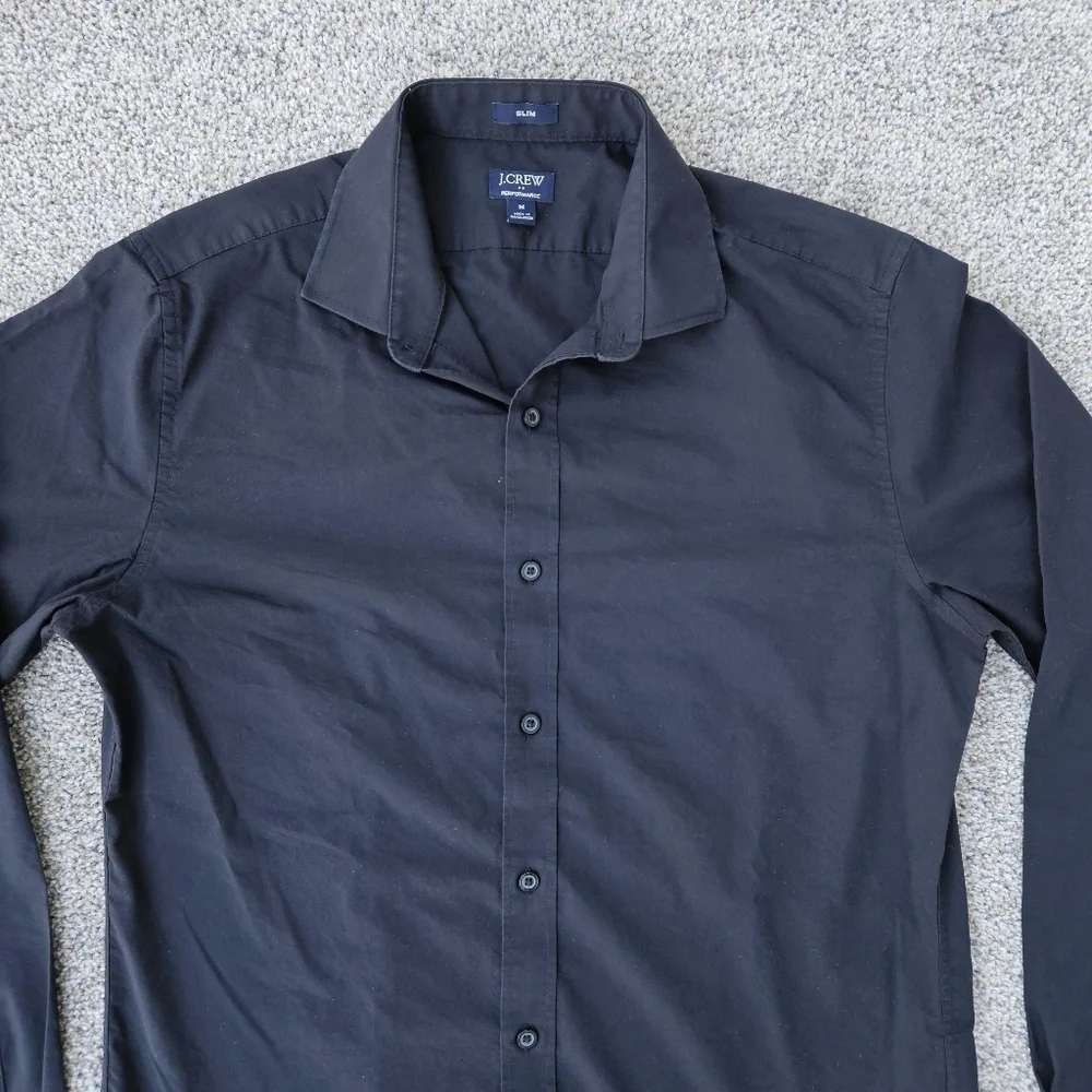 J. Crew Slim Fit Stretch Performance Black Button Down Shirt Men's Size Medium